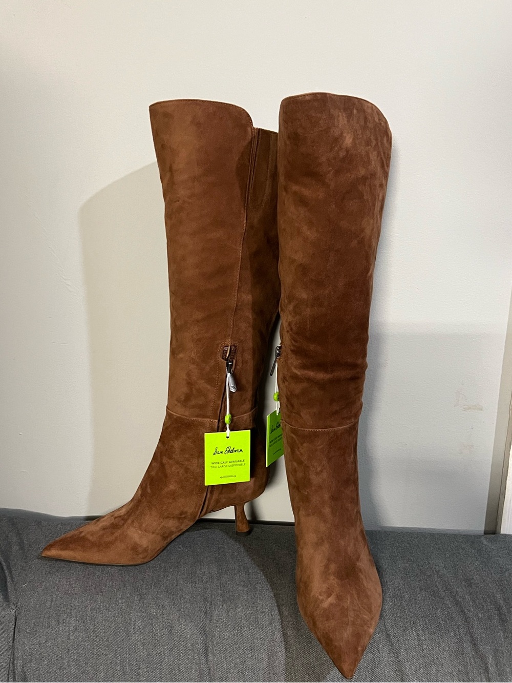 Sam Edelman Tall Pointed-Toe Suede Boots in toffee